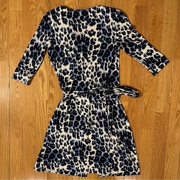 Diane Von Furstenberg DVF Wrap Dress Julian Silk Heritage Snow Cheetah Blue 2 - Picture 4 of 6